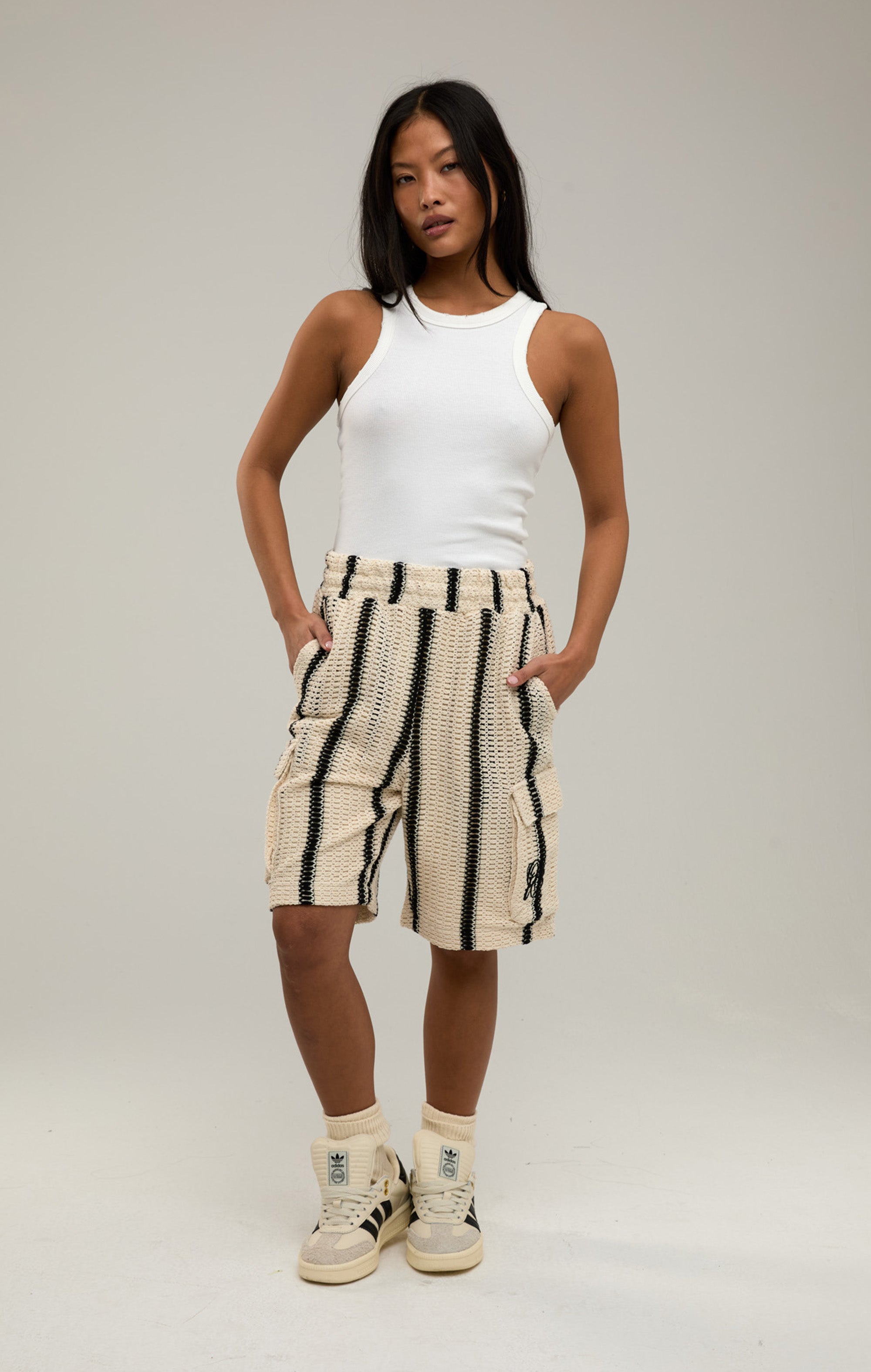 DESERT STRIPE CROCHET SHORTS
