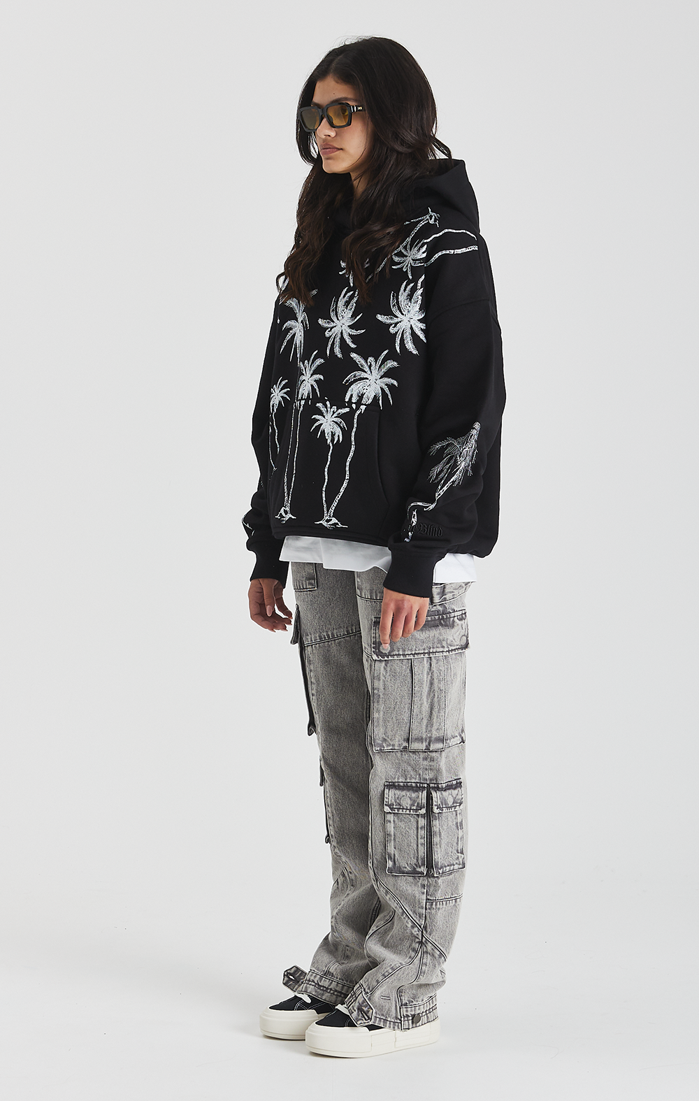 Black Mono Palm Hoodie - ONLY THE BLIND™