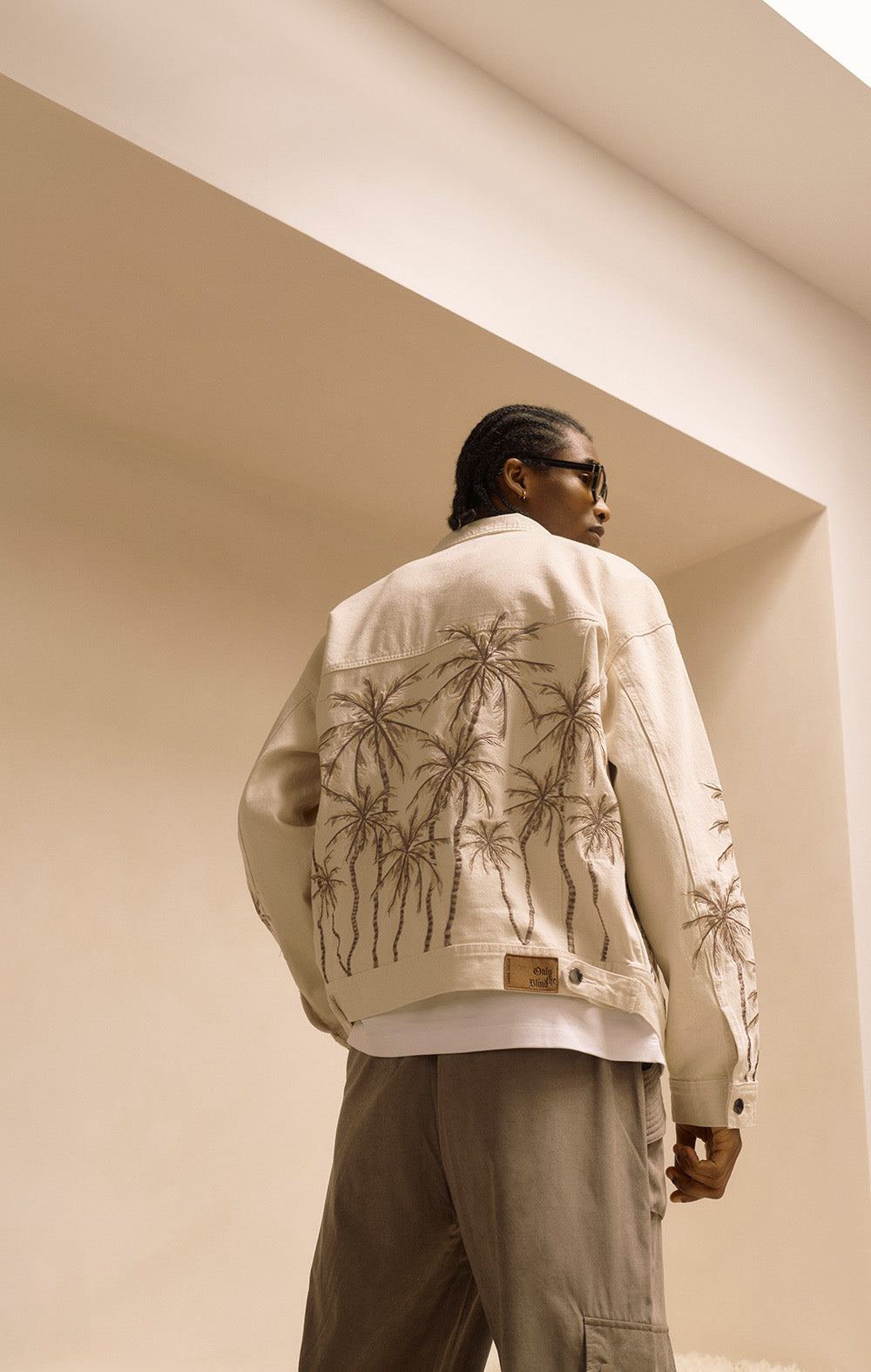 Beige Palm Denim Jacket - ONLY THE BLIND™