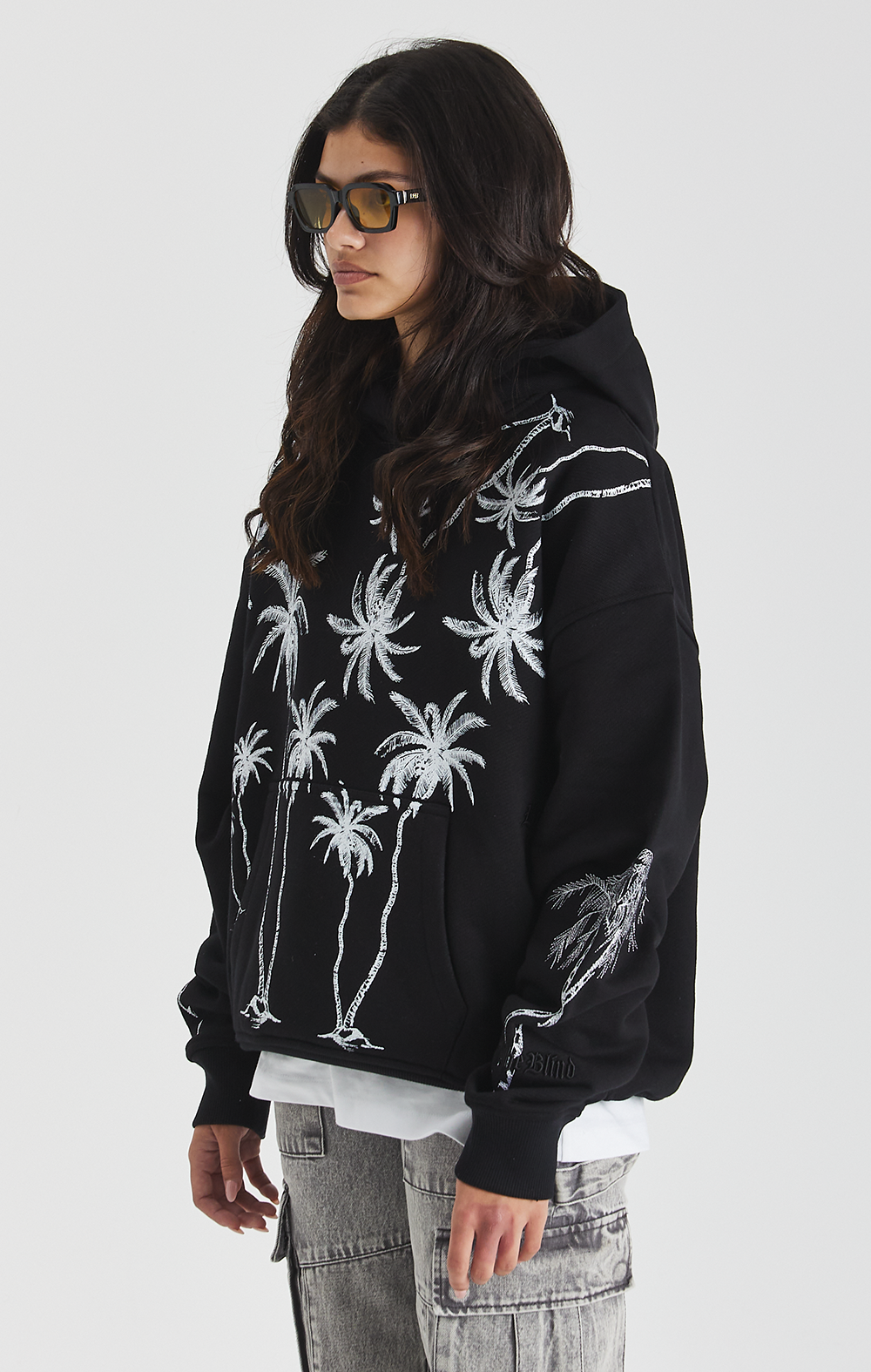 Black Mono Palm Hoodie - ONLY THE BLIND™