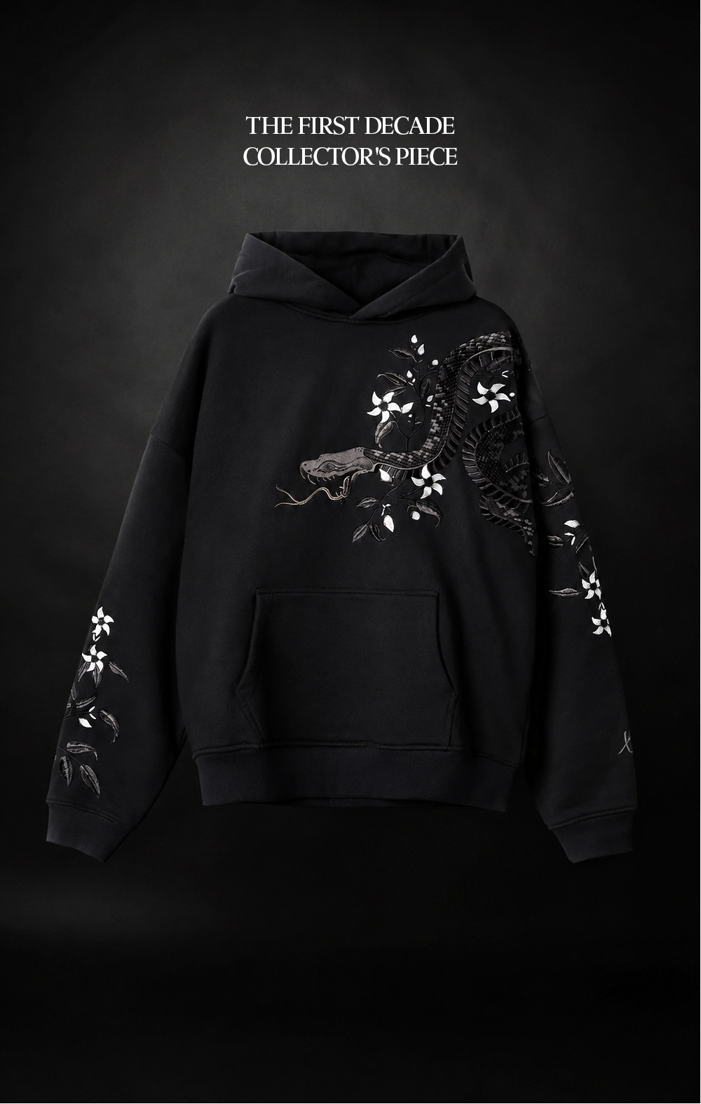 NIGHT PYTHON EMBROIDERED HOODIE 'X'