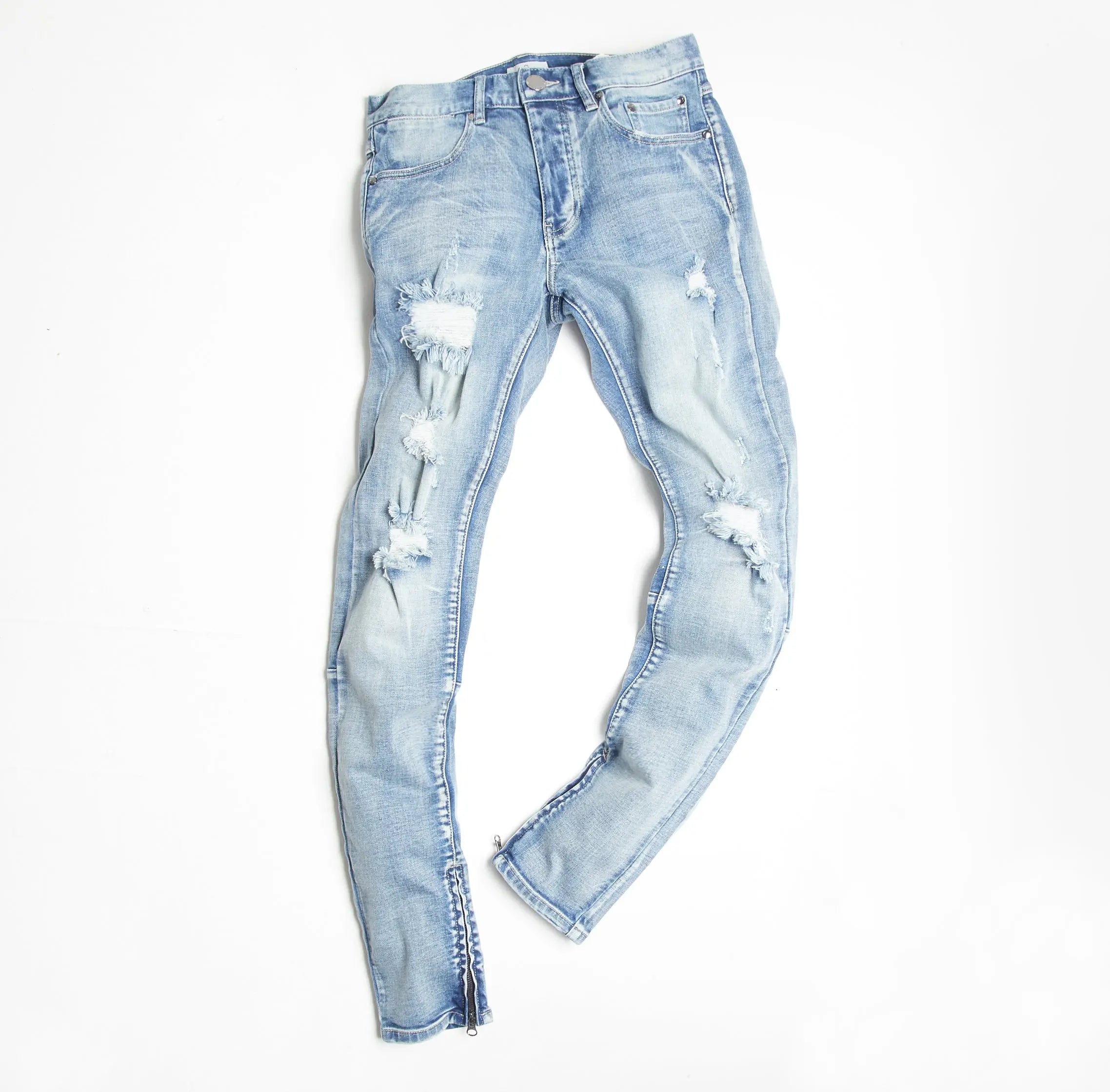 Blue Light Distressed Panel Denim - ONLY THE BLIND™