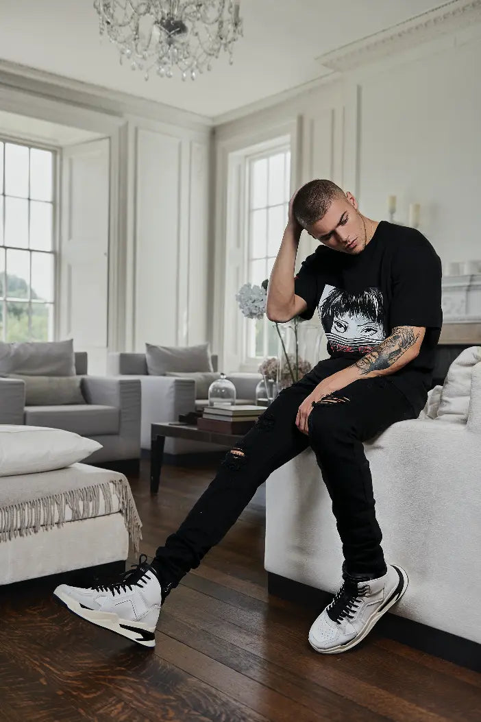 Black Light Distressed Panel Denim - ONLY THE BLIND™