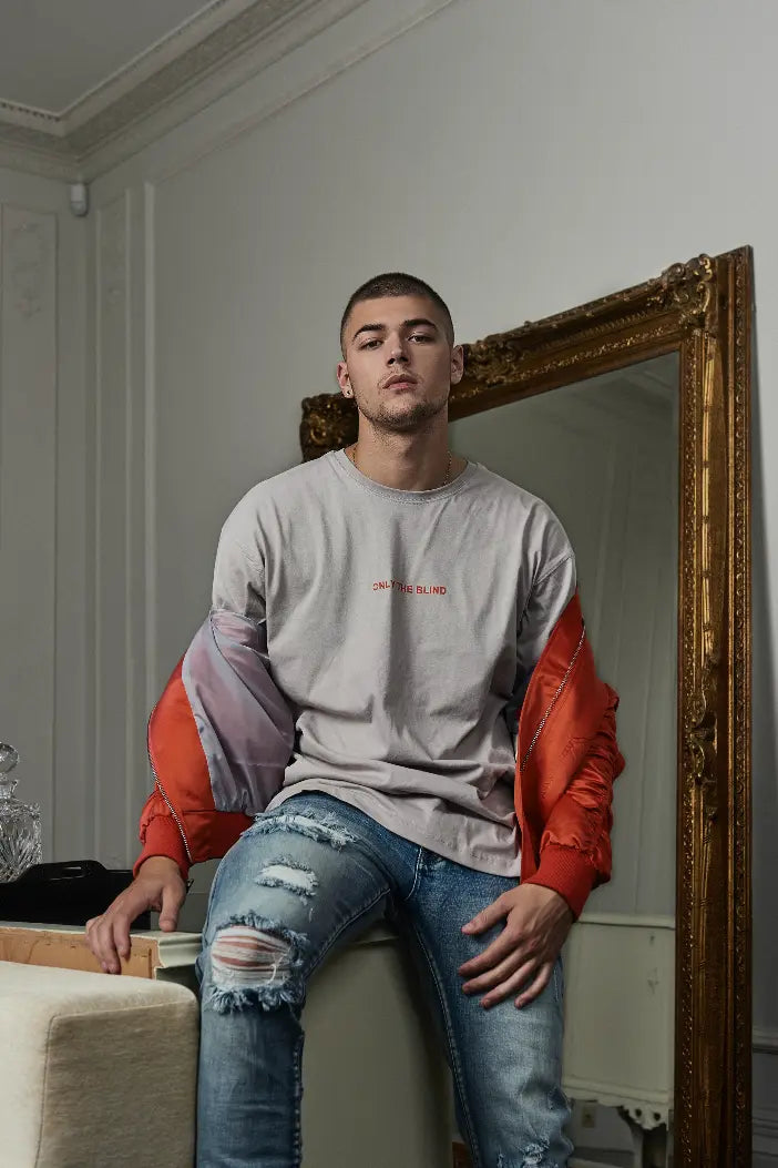 Blue Light Distressed Panel Denim - ONLY THE BLIND™