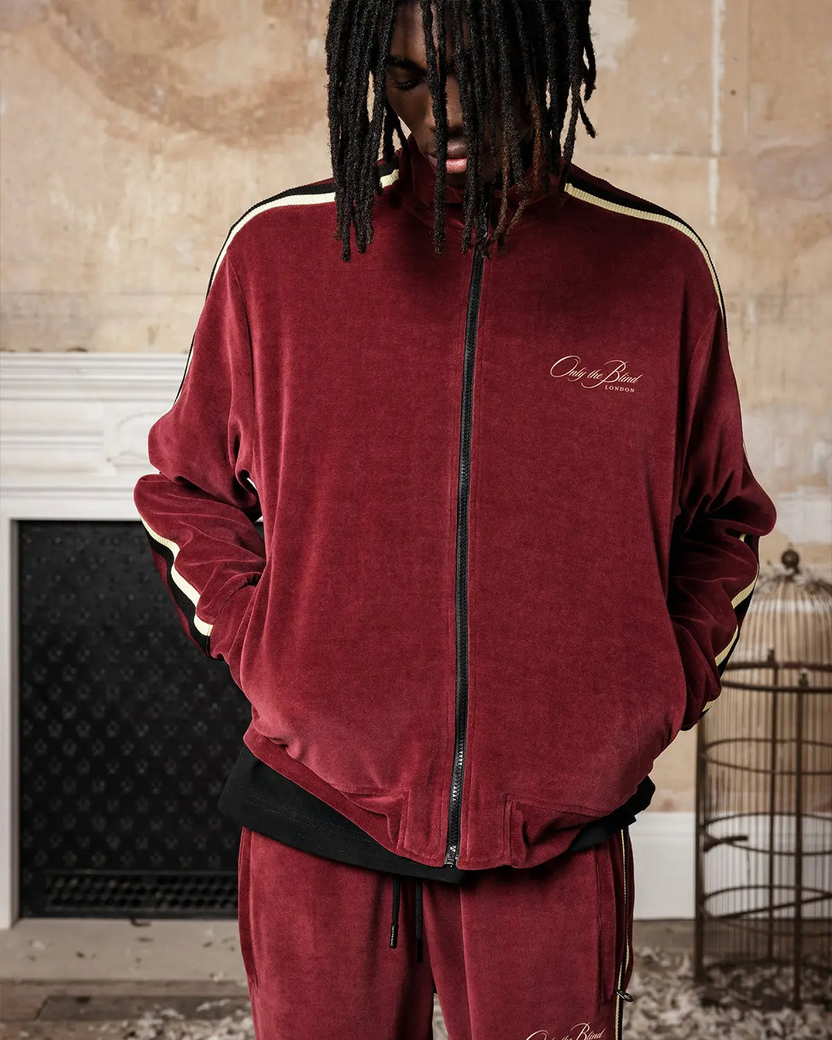 Maroon Velour Jacket - ONLY THE BLIND™