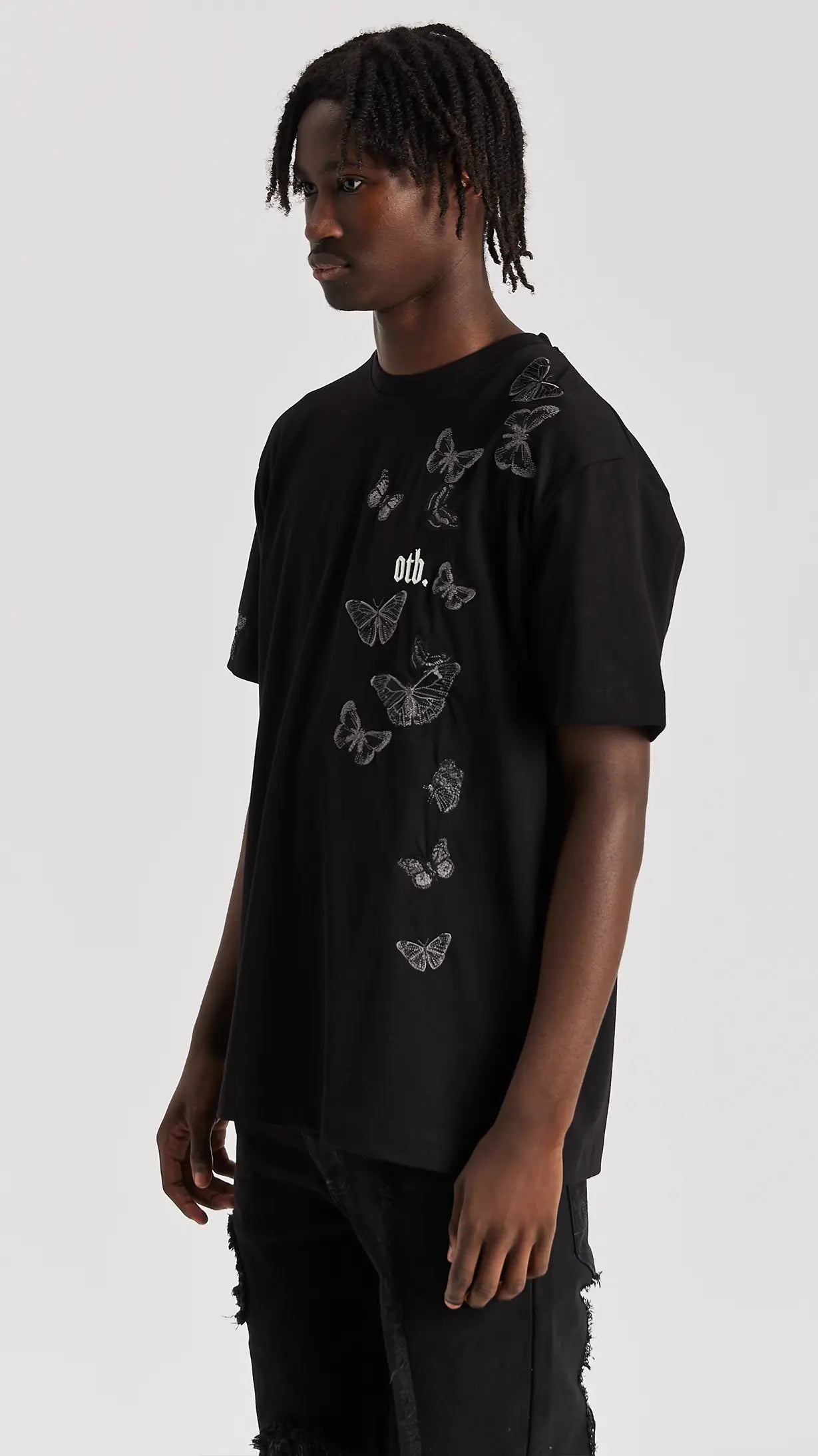 Black Embroidered Butterfly T-Shirt - ONLY THE BLIND™