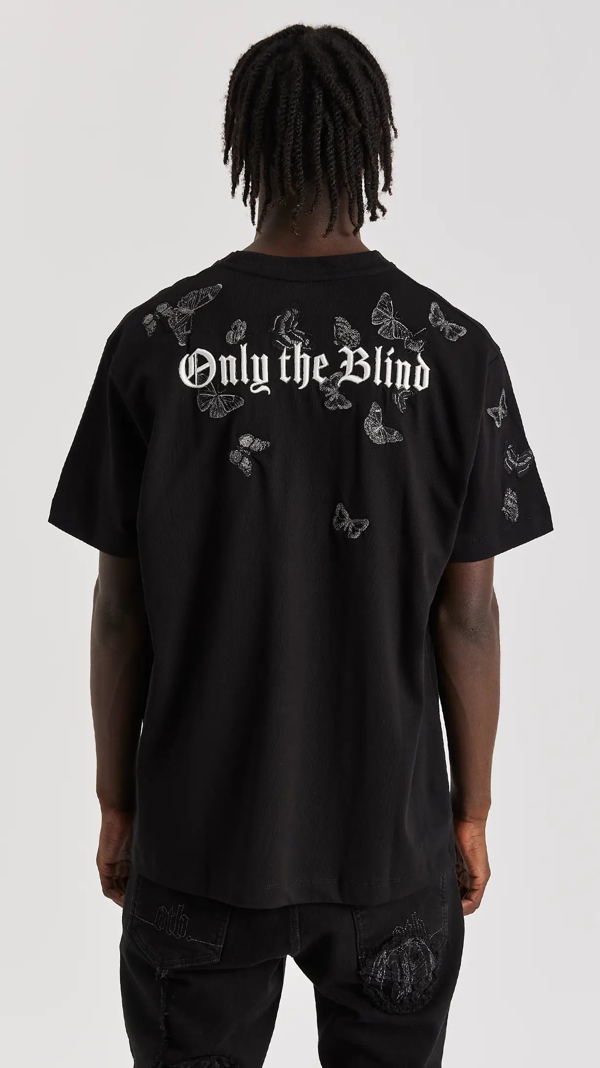 Black Embroidered Butterfly T-Shirt - ONLY THE BLIND™