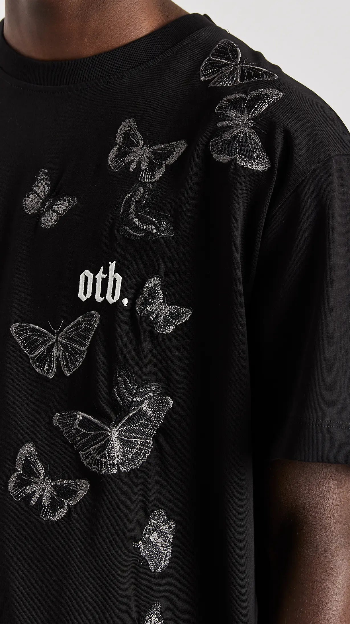Black Embroidered Butterfly T-Shirt - ONLY THE BLIND™