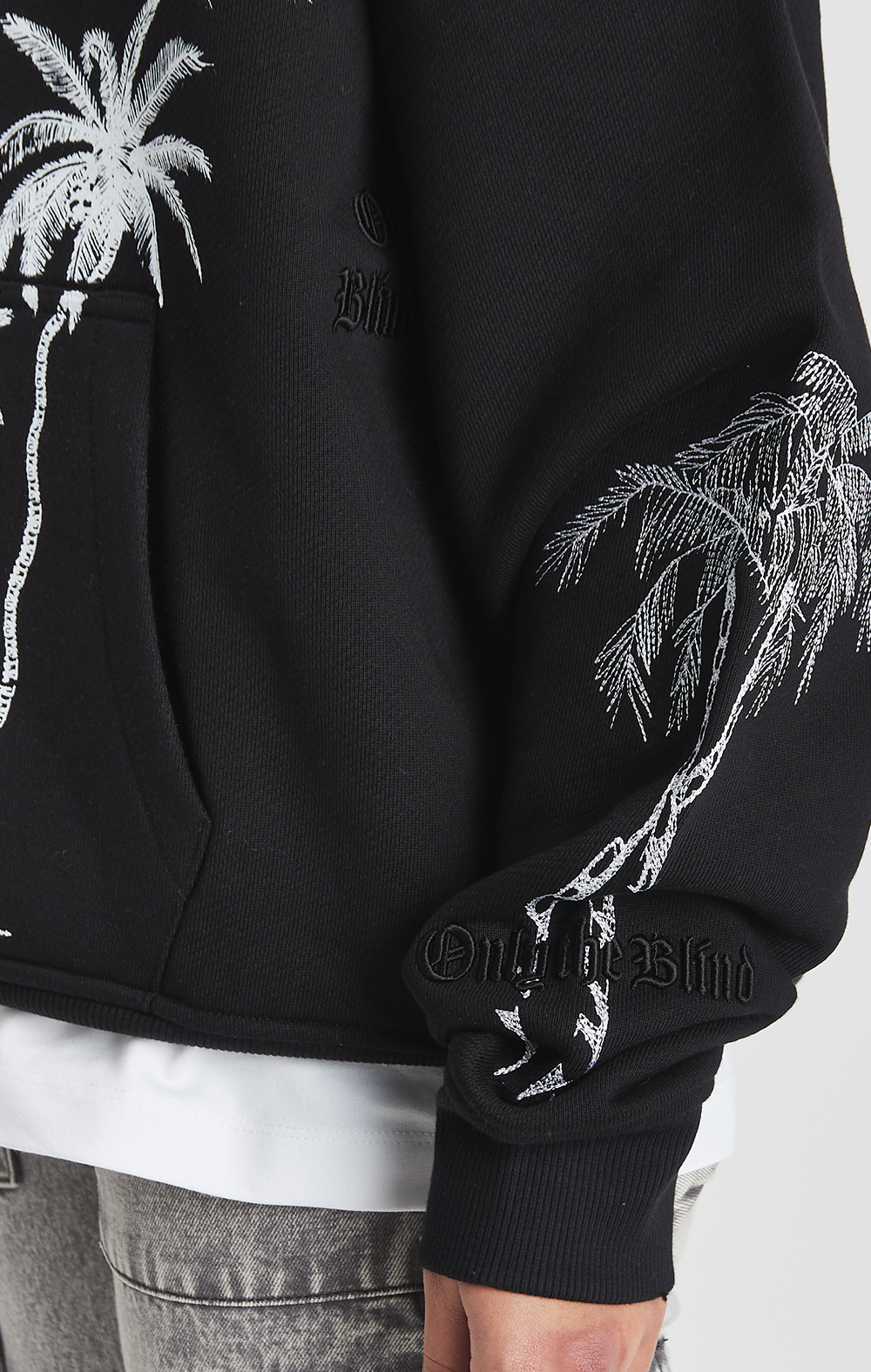 Black Mono Palm Hoodie