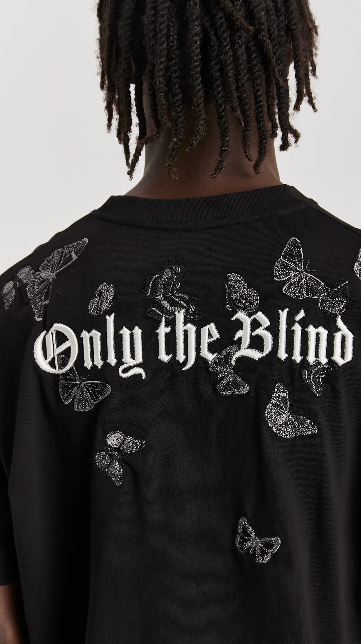 Black Embroidered Butterfly T-Shirt - ONLY THE BLIND™