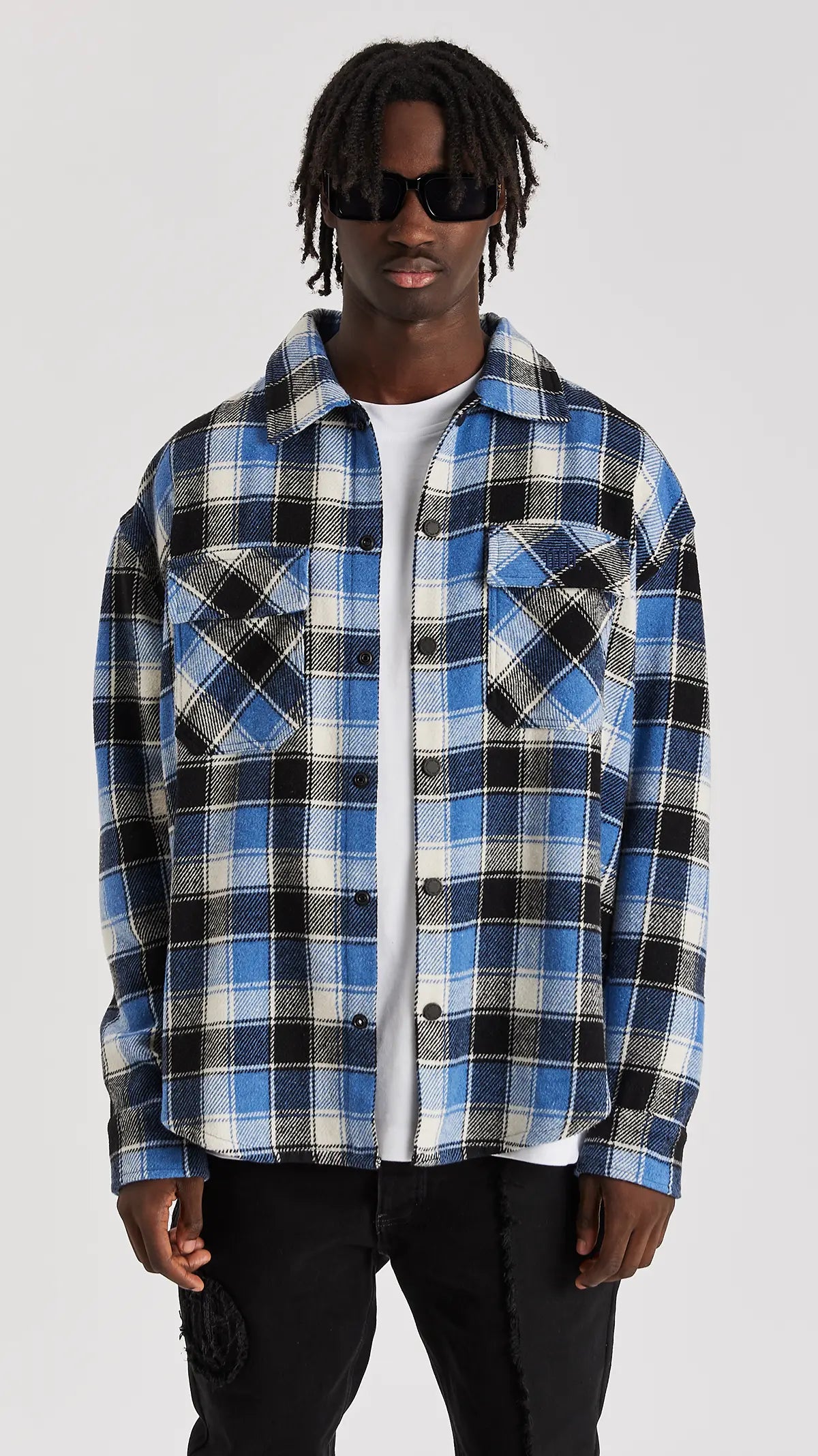 Navy Check Flannel Shirt - ONLY THE BLIND™