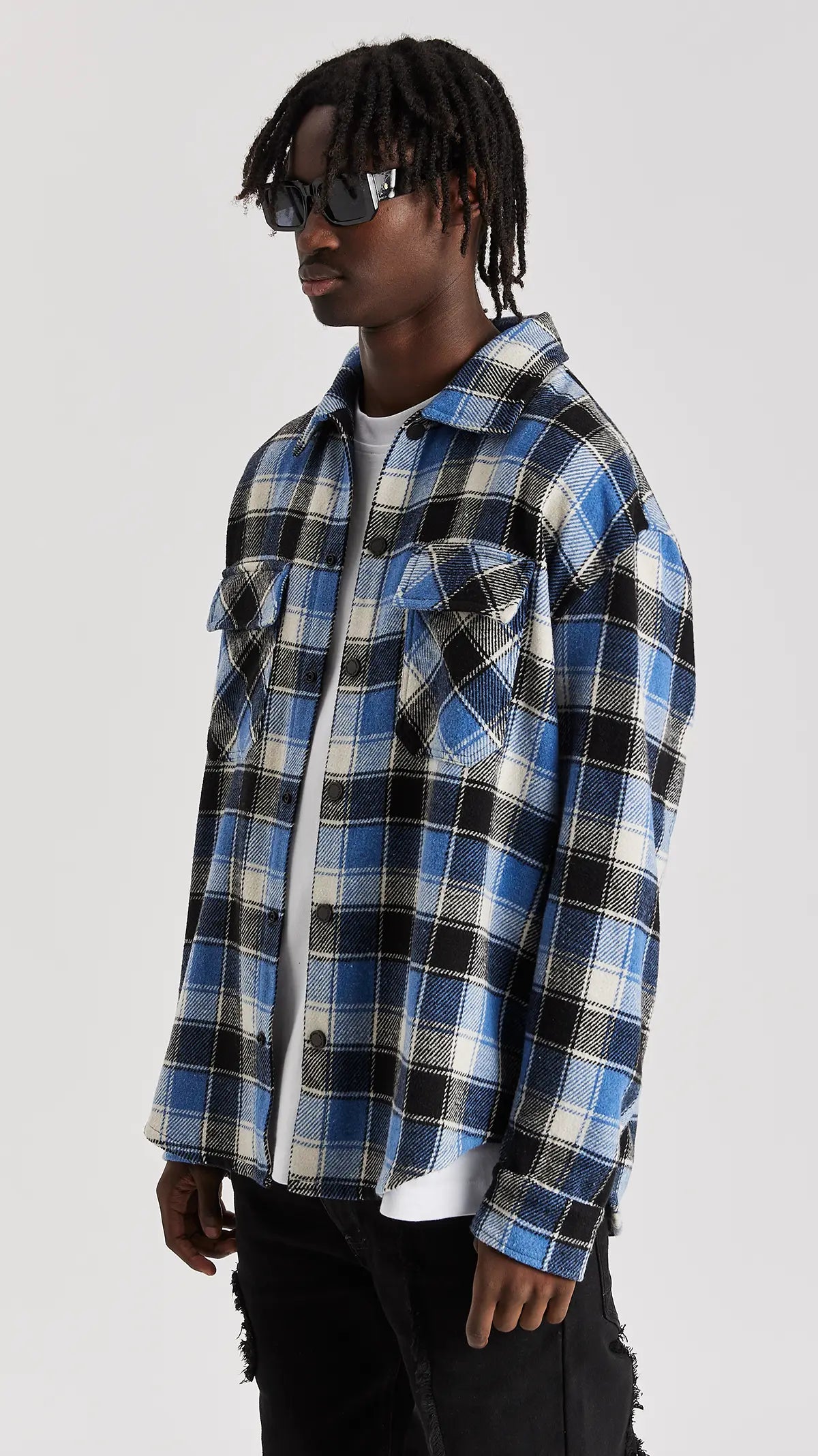Navy Check Flannel Shirt - ONLY THE BLIND™