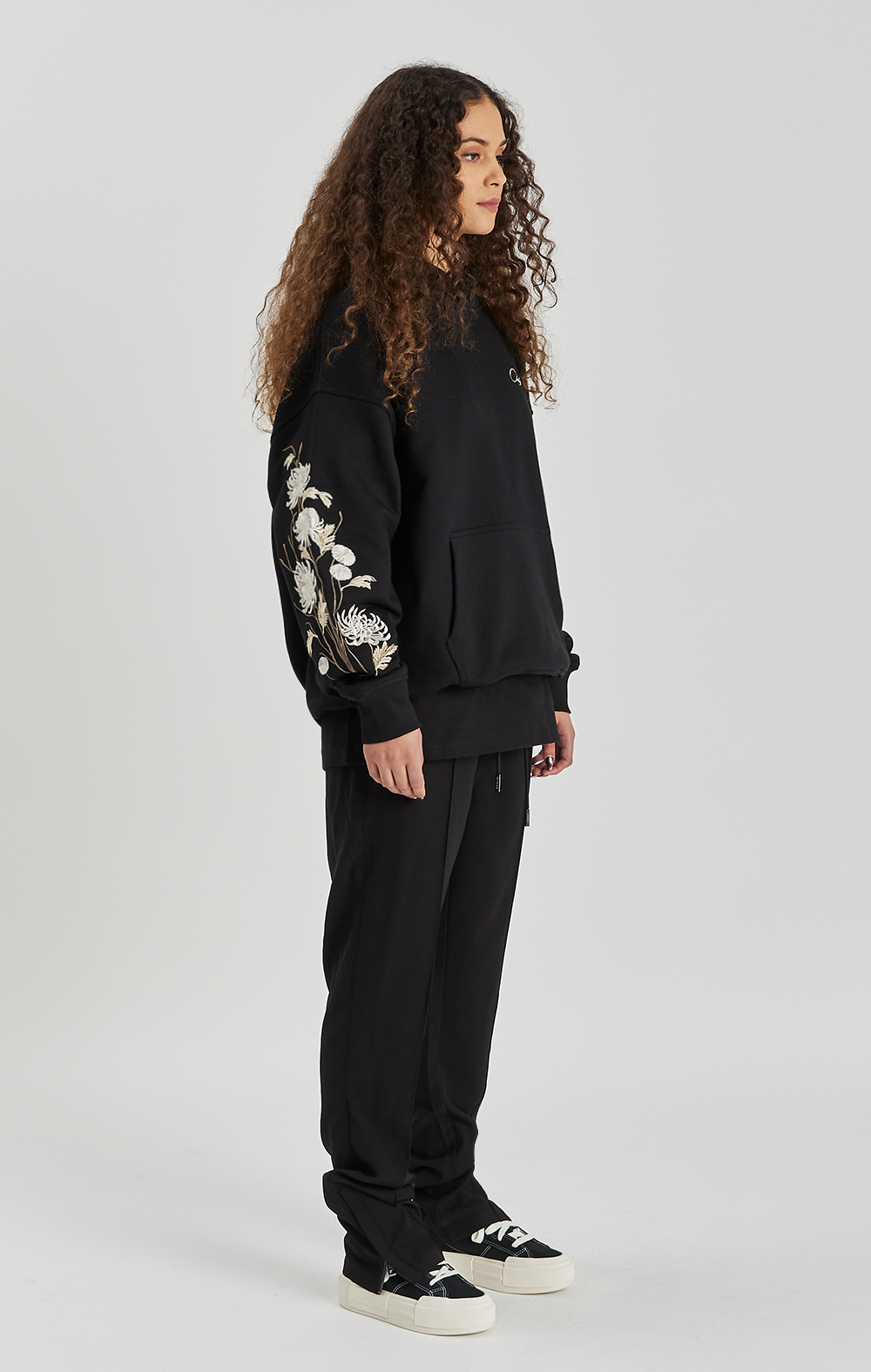 Colt Black Embroidered Floral Hoodie - ONLY THE BLIND™