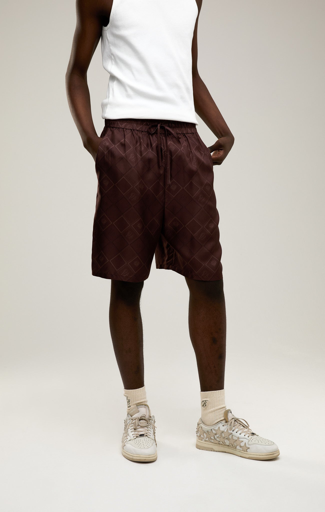 FADED MONOGRAM SILK SHORTS