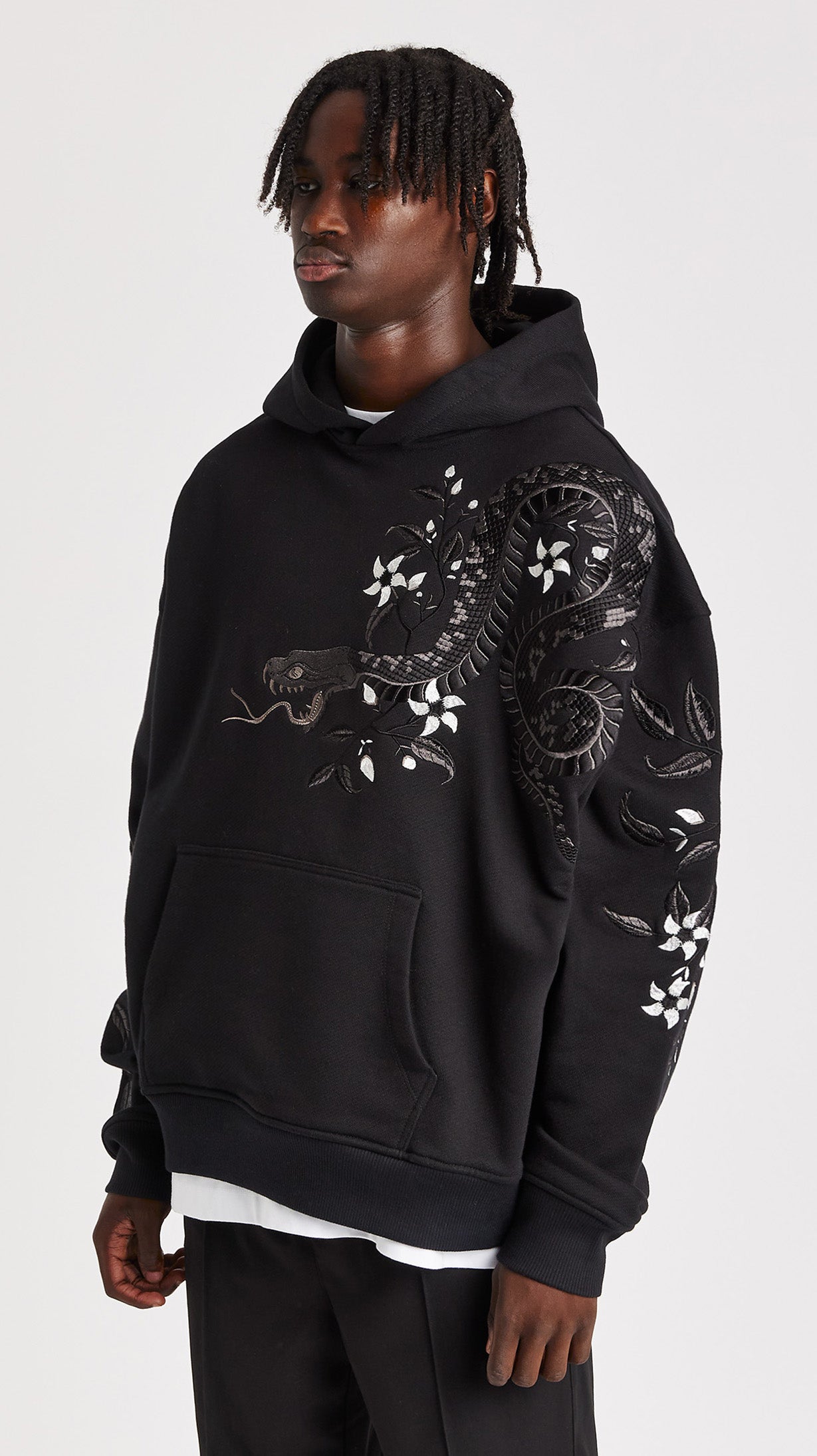 Night Python Embroidered Hoodie