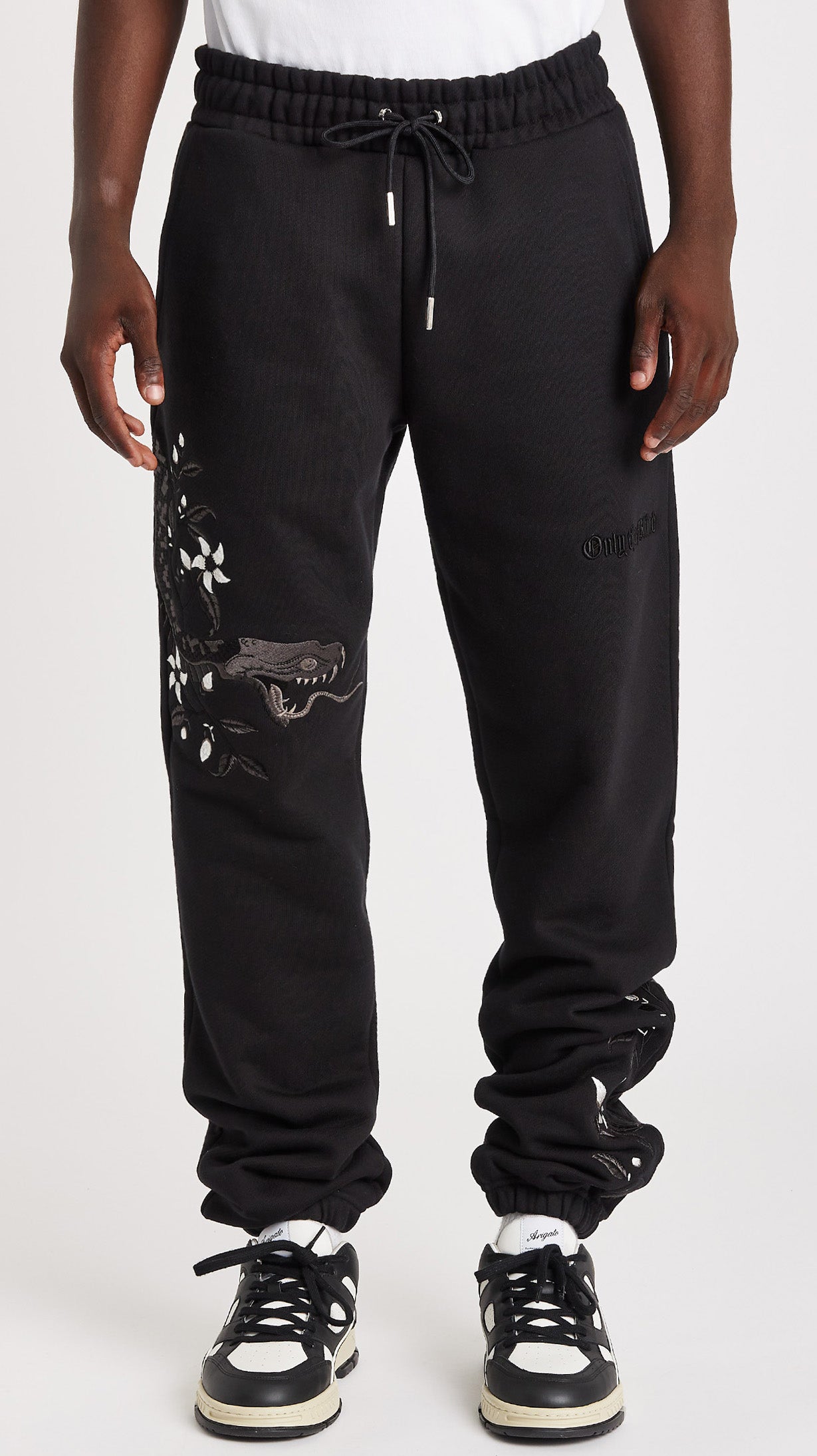 Night Python Embroidered Sweatpants