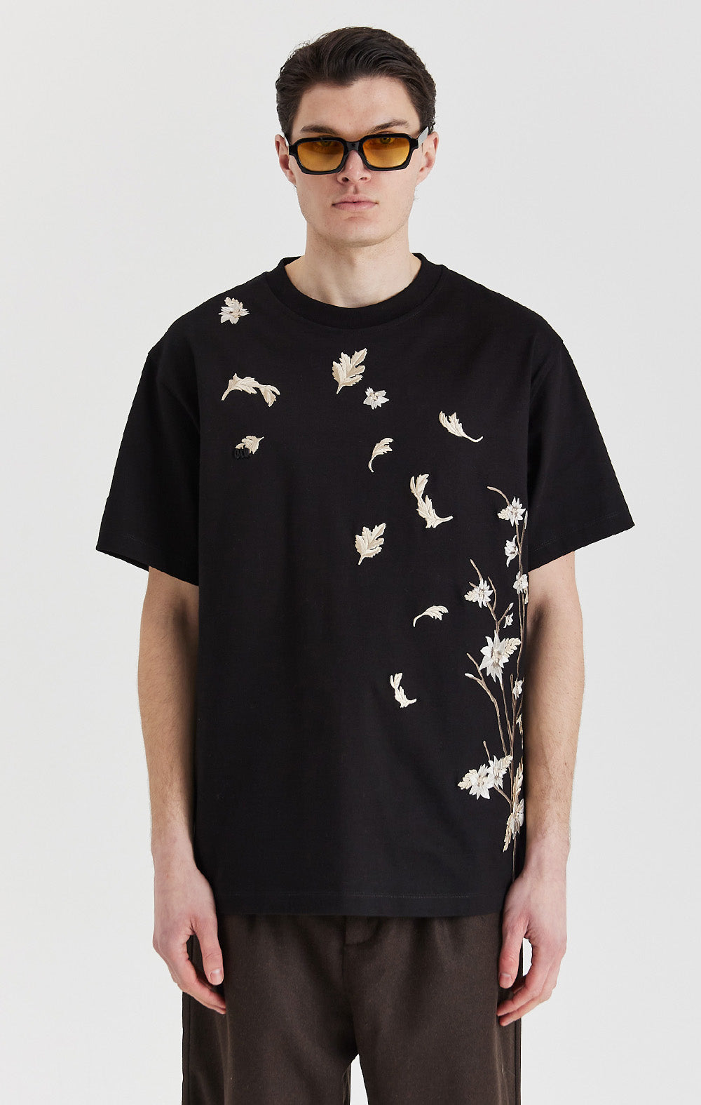 T-shirt met geborduurd zandkraanvogel
