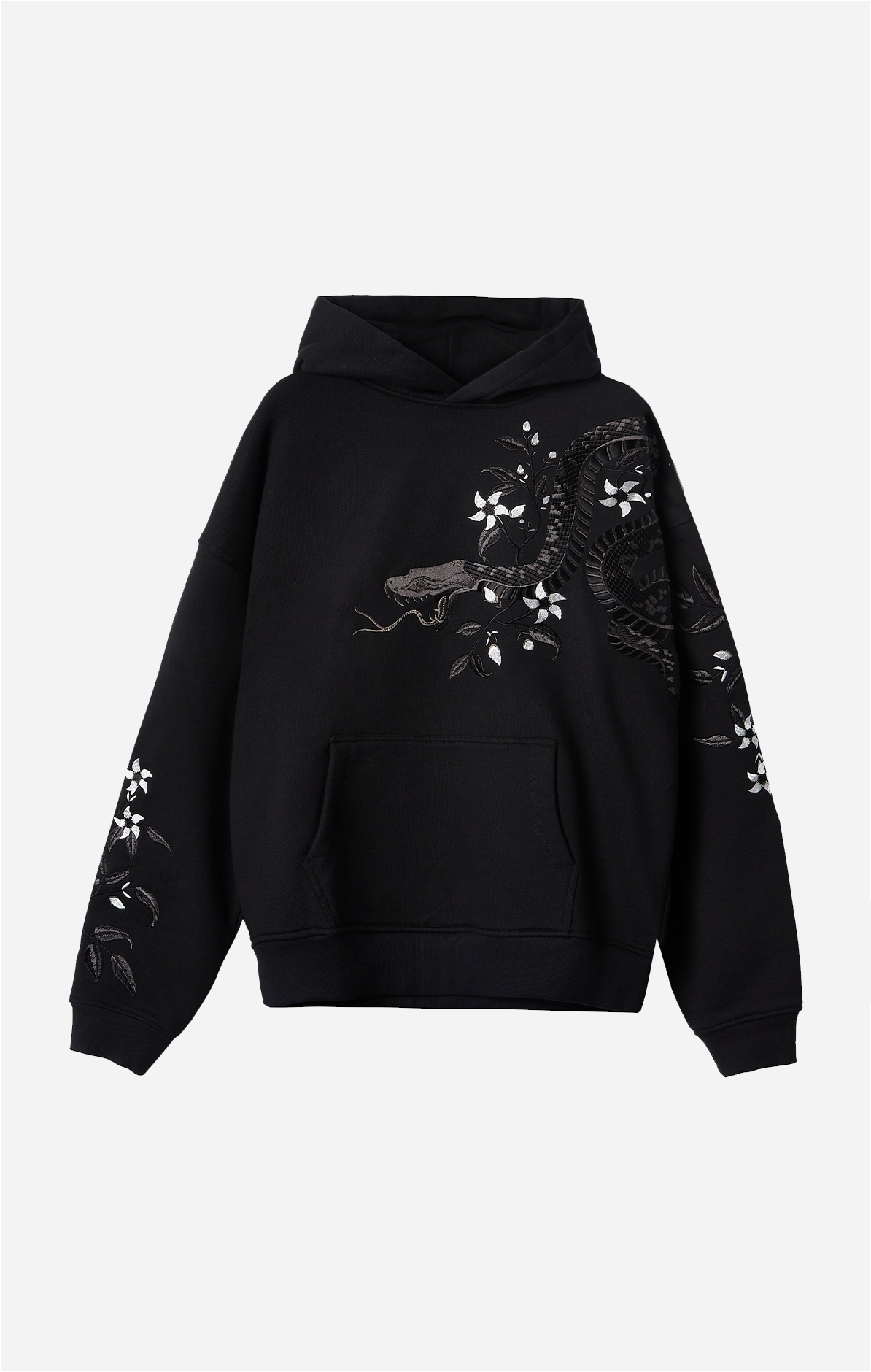 Night Python Embroidered Hoodie