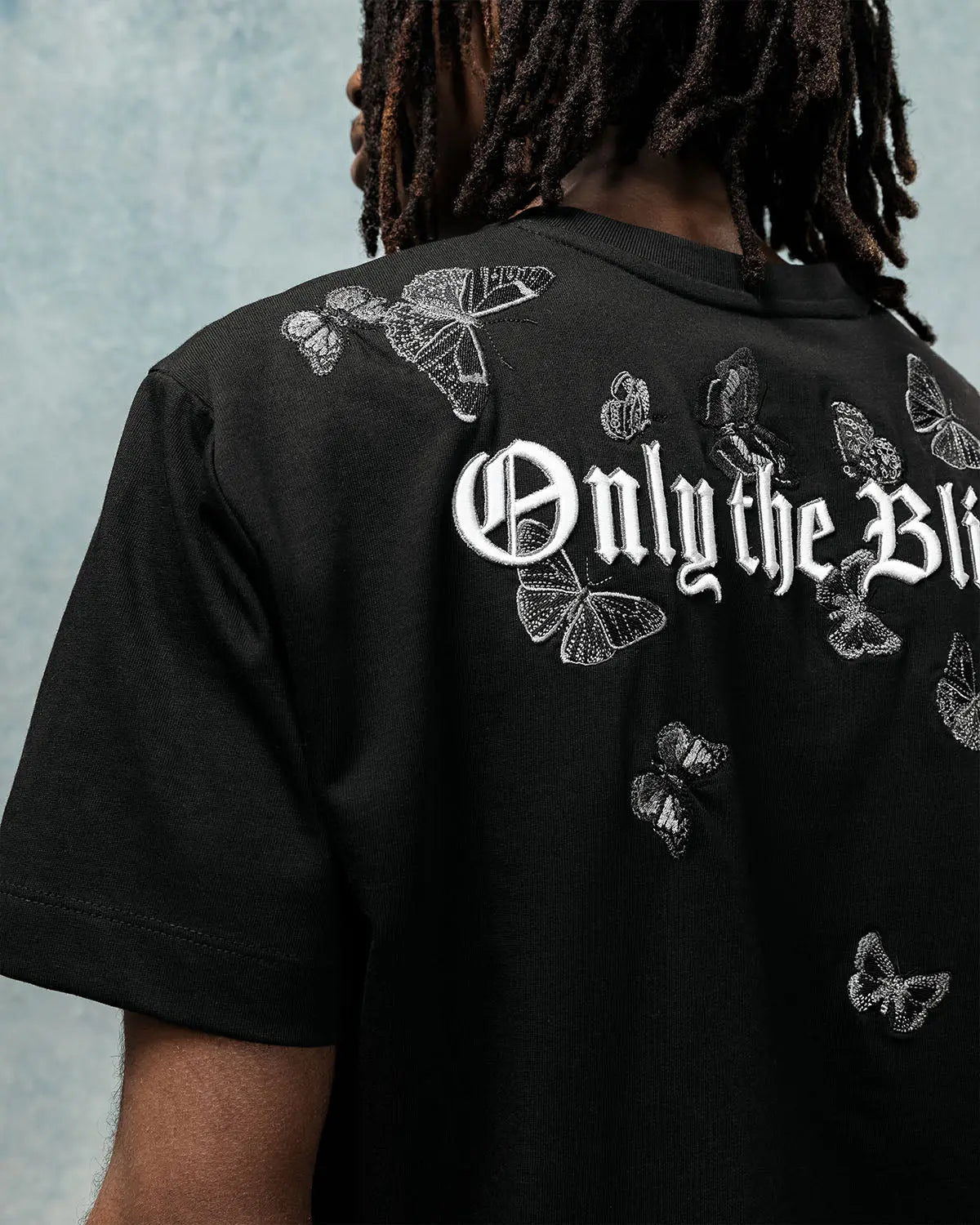 Black Embroidered Butterfly T-Shirt - ONLY THE BLIND™