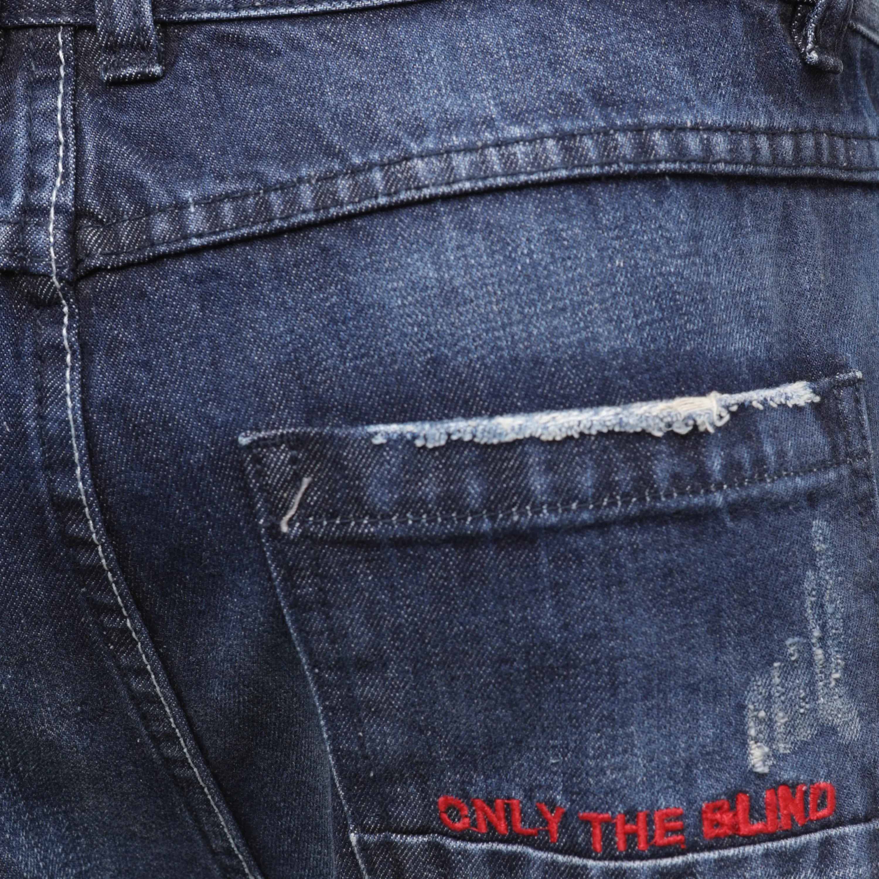 Selvedge Denim blue embroidered blossom - ONLY THE BLIND™