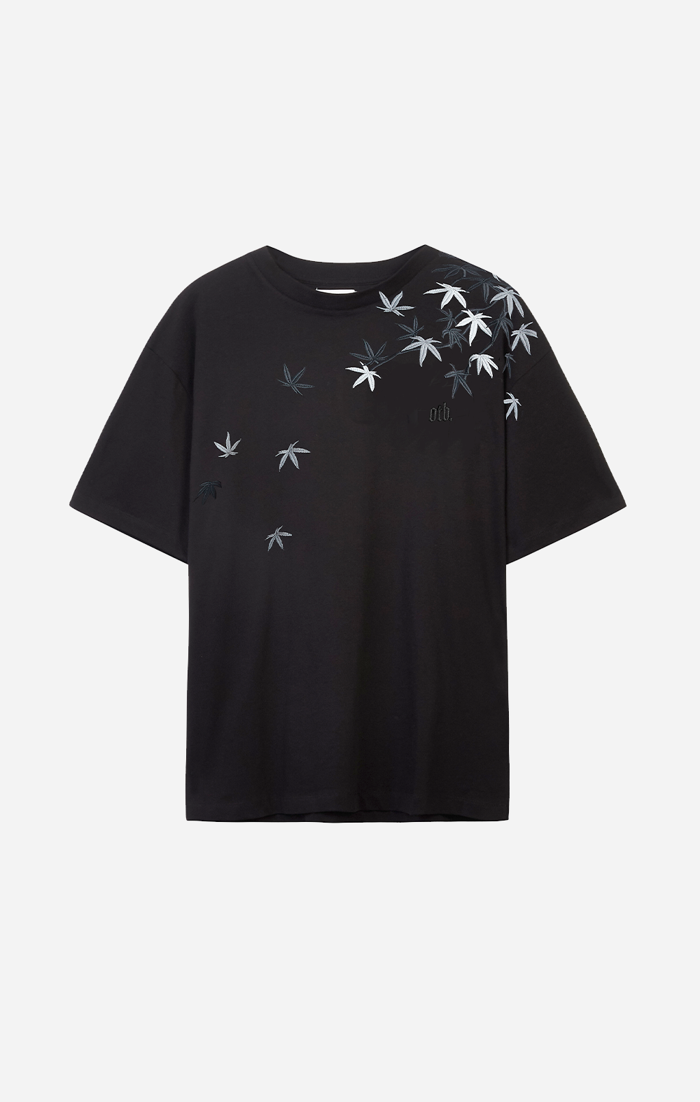 BLACK MAPLE EMBROIDERED T-SHIRT