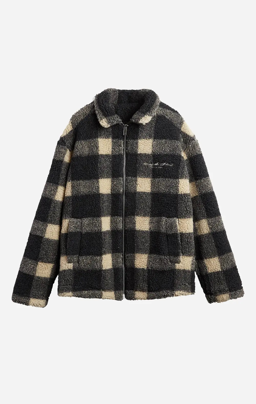 Beige Check Borg Jacket - ONLY THE BLIND™