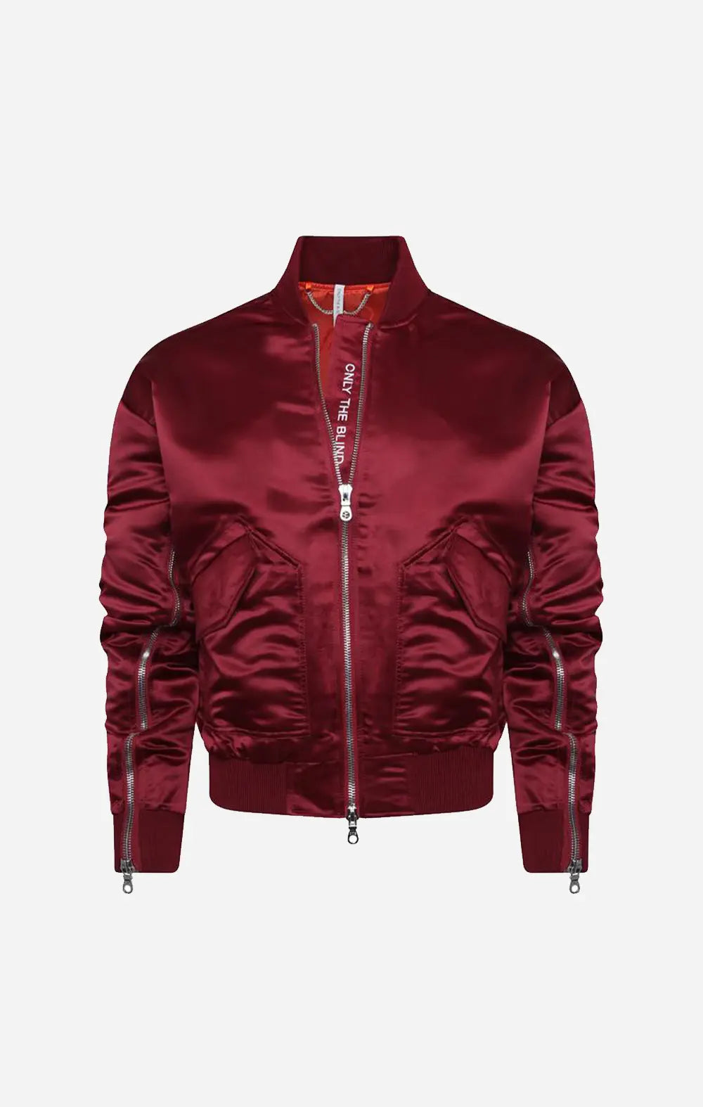 Signature satin wine bomber jacket