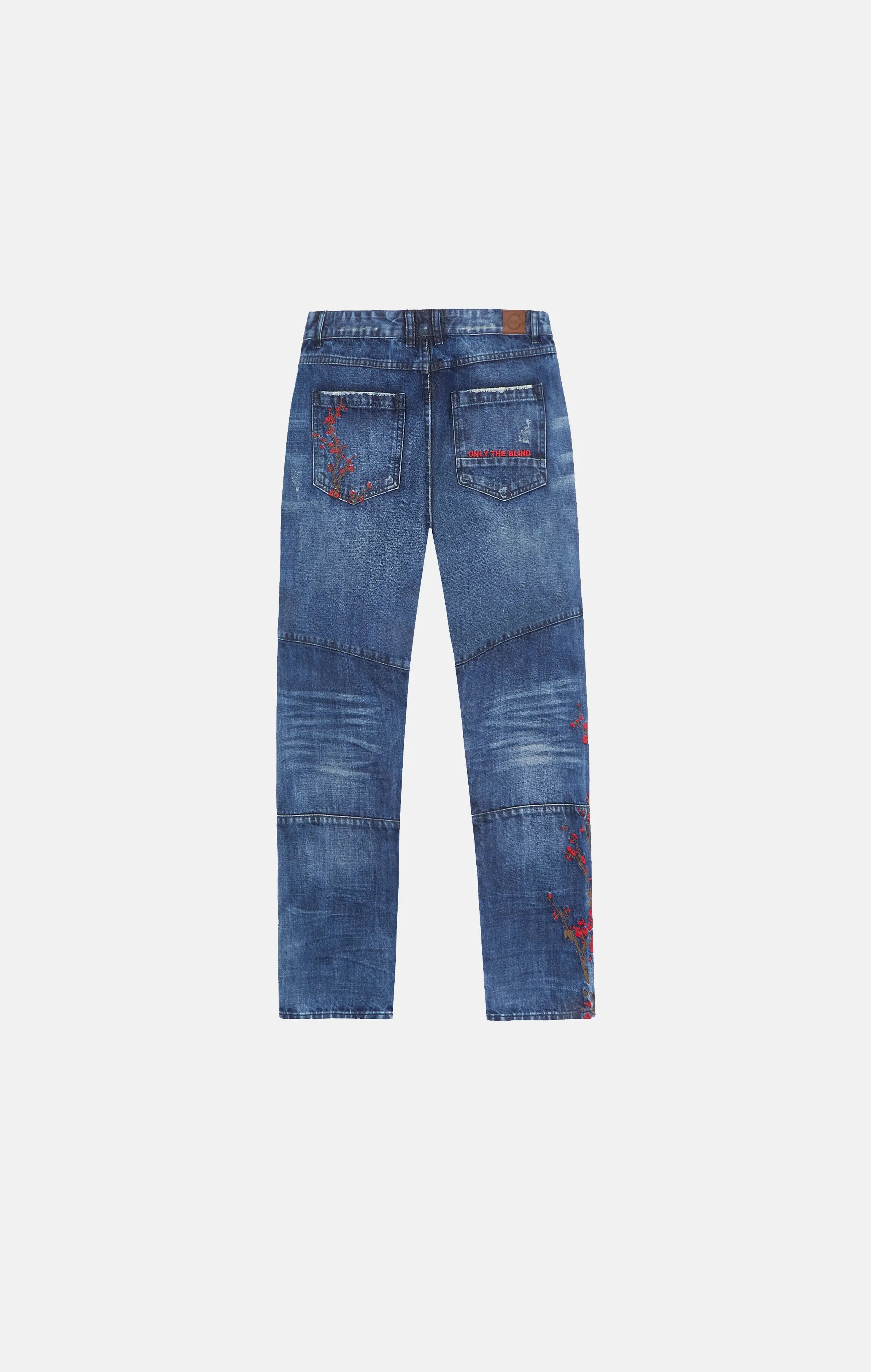 Selvedge Denim blue embroidered blossom - ONLY THE BLIND™