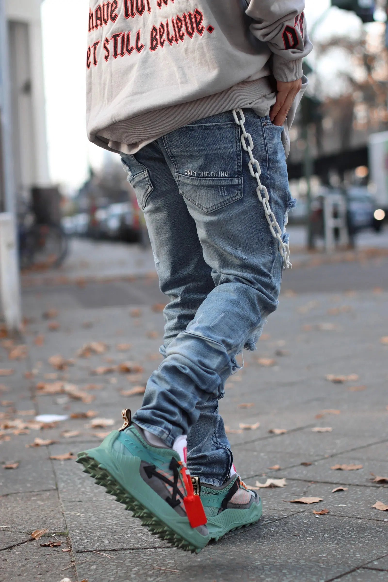 Blue Light Distressed Panel Denim - ONLY THE BLIND™