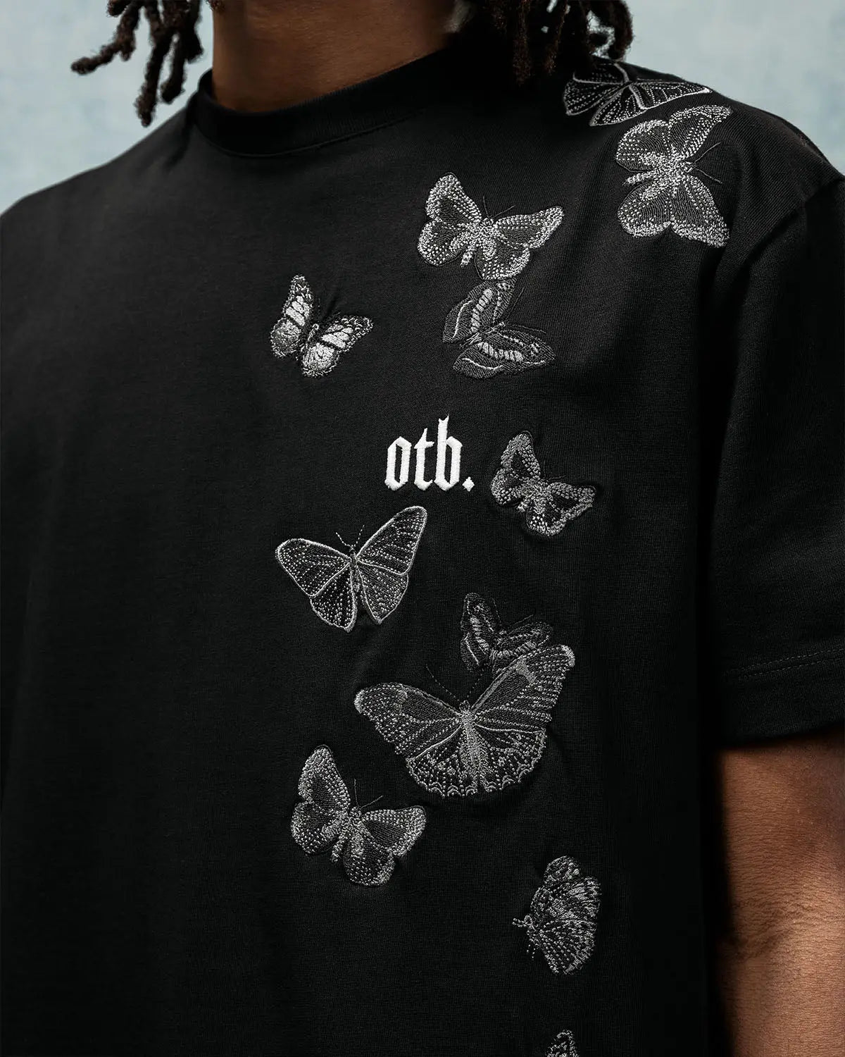 Black Embroidered Butterfly T-Shirt - ONLY THE BLIND™