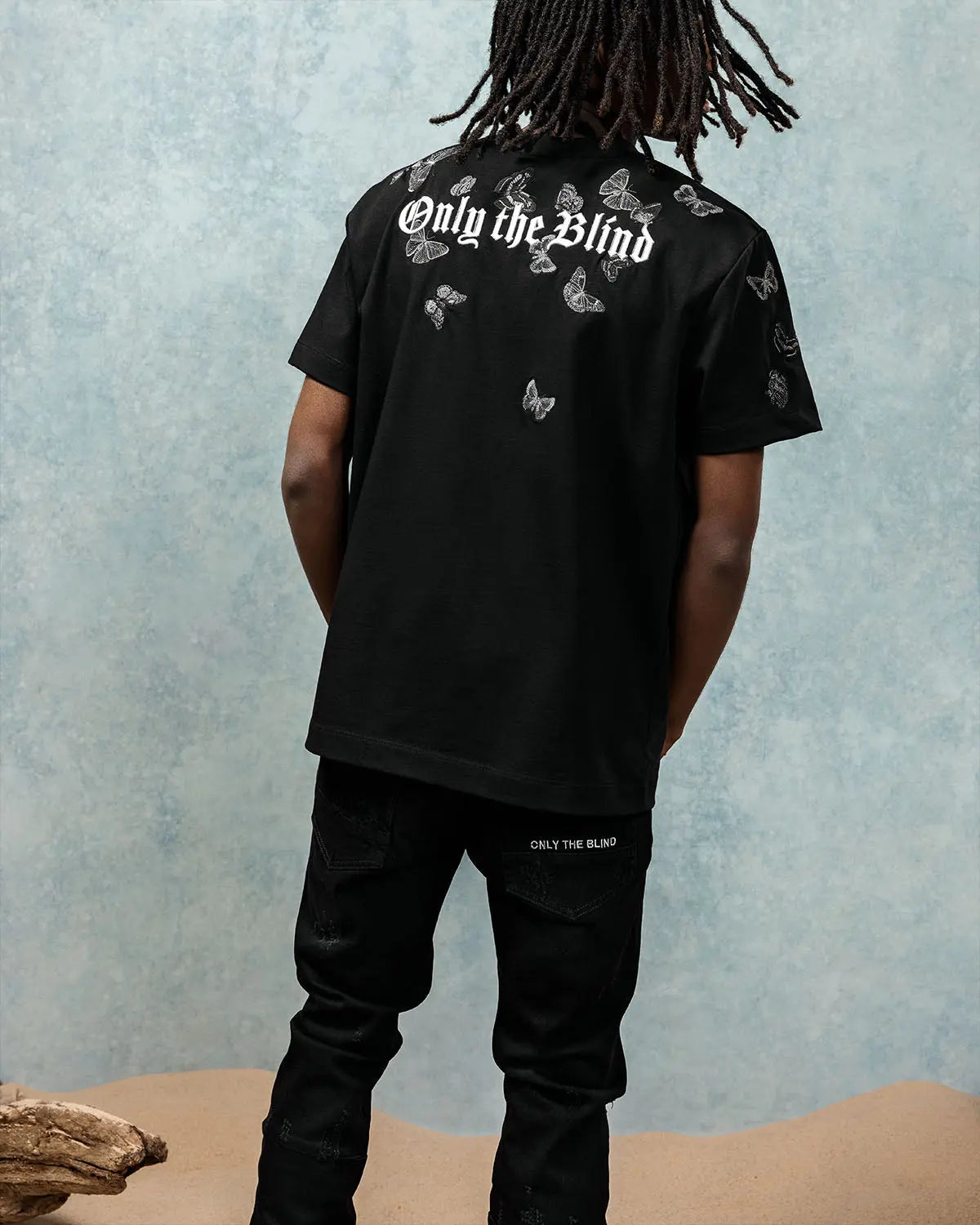 Black Embroidered Butterfly T-Shirt - ONLY THE BLIND™